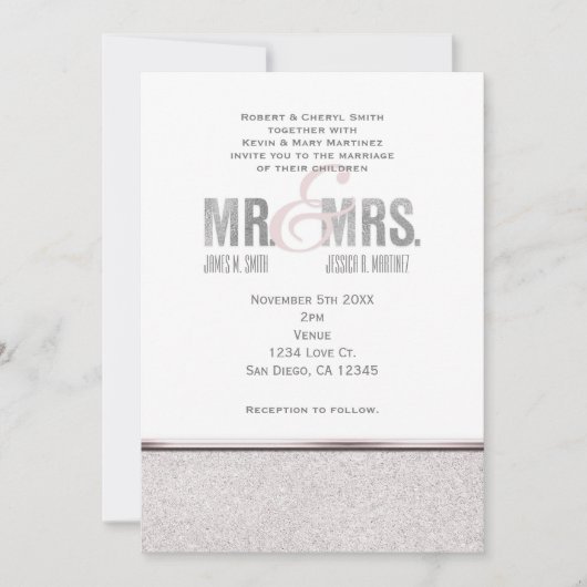 Invitation de mariage M. et Mme Glamour Sparkle Ch (Devant)