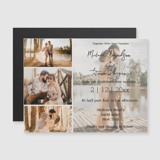 Invitation de mariage magnétique Elegant Script 4 (Devant / Derrière)