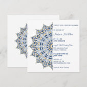 Invitation de mariage mandala bleu et or (Devant / Derrière)
