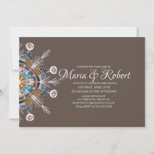 Invitation de mariage mandala bohème colorée (Devant)