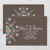 Invitation de mariage mandala bohème colorée (Devant / Derrière)