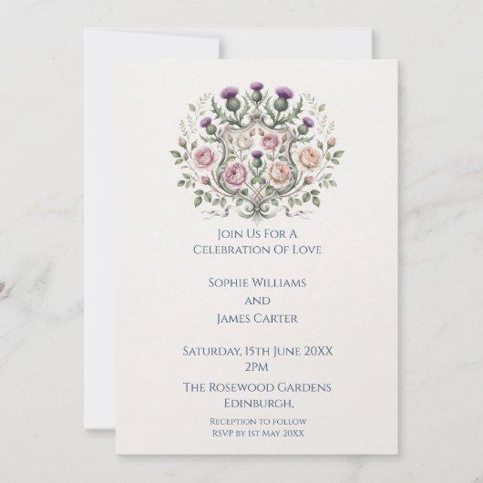 Invitation de mariage mandala floral rose (Devant)
