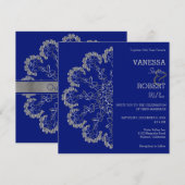 Invitation de mariage mandala florale argent éléga (Devant / Derrière)