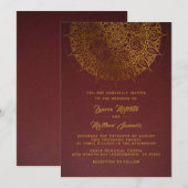 Invitation de mariage mandala or (Devant / Derrière)