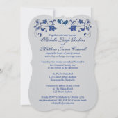 Invitation de mariage | Marine, Argent, Floral, Co (Dos)