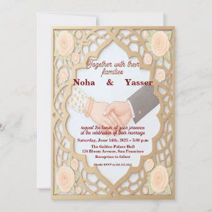 Invitation de mariage marocain indien orné doré él