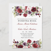 Invitation de mariage marsala en espagnol (Devant)