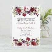 Invitation de mariage marsala en espagnol (Debout devant)