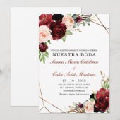 Invitation de mariage marsala en espagnol invitati (Devant / Derrière)