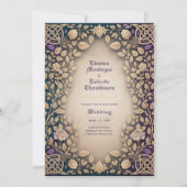 Invitation de mariage médiéval celtique à motif fl (Devant)