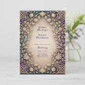 Invitation de mariage médiéval celtique à motif fl (Debout devant)