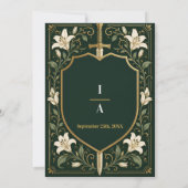 Invitation de mariage médiéval Épée & Bouclier (Dos)