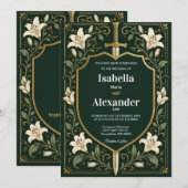 Invitation de mariage médiéval Épée & Bouclier (Devant / Derrière)