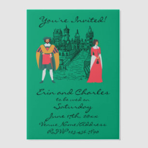 Invitation de mariage médiéval fantastique vert en