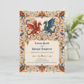 Invitation de mariage médiéval, manuscrit ancien (Debout devant)