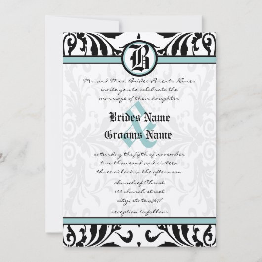 Invitation de mariage Médiéval Renaissance Damas (Devant)