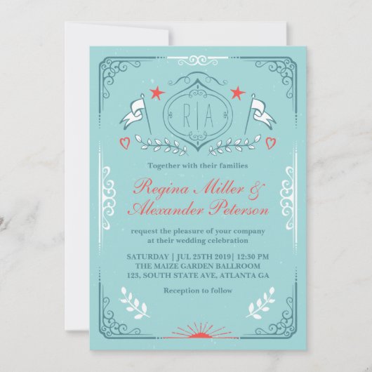 Invitation de mariage médiéval vintage victorien (Devant)