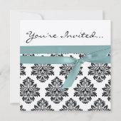 Invitation de mariage métallisée Damask Argent & t (Dos)