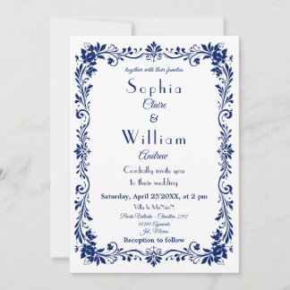 Invitation de mariage mexicaine Talavera bleue