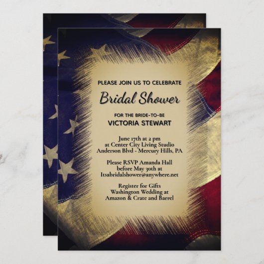 Invitation de mariage militaire américain drapeau (Devant / Derrière)