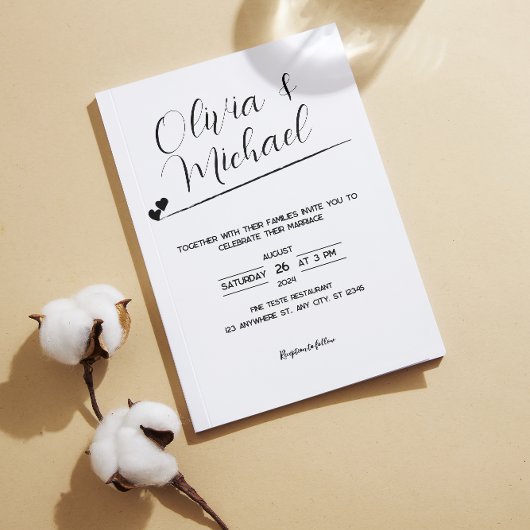 Invitation de mariage mimaliste, élégante
