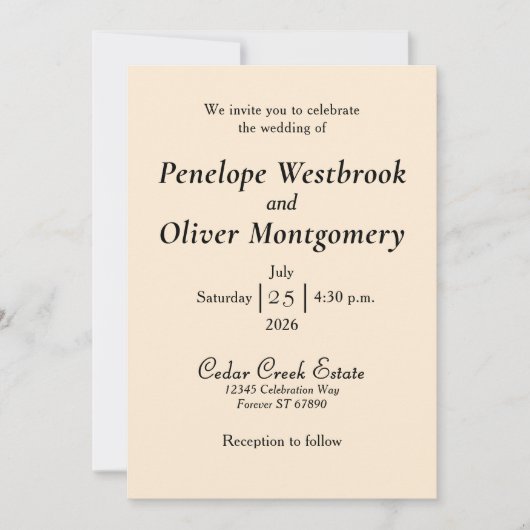 Invitation de mariage minimal élégant (Devant)