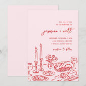 Invitation de mariage minimale dessinée à la main  (Devant / Derrière)