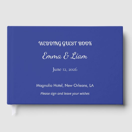 Invitation de mariage minimale en bleu profond (Recto)