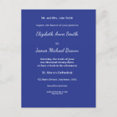 Invitation de mariage minimale en bleu profond (Devant)