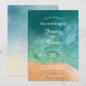 Invitation de mariage minimale plage océan (Devant / Derrière)