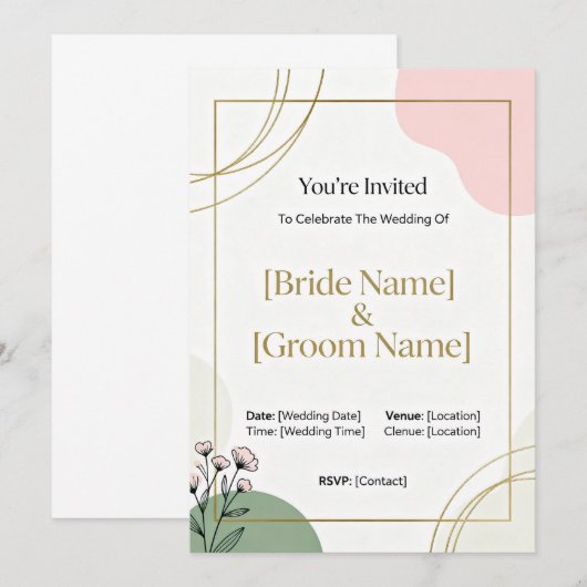 Invitation de mariage minimaliste (Devant / Derrière)