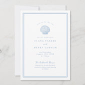 Invitation de mariage minimaliste bleu côtier (Devant)