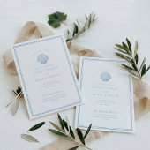 Invitation de mariage minimaliste bleu côtier