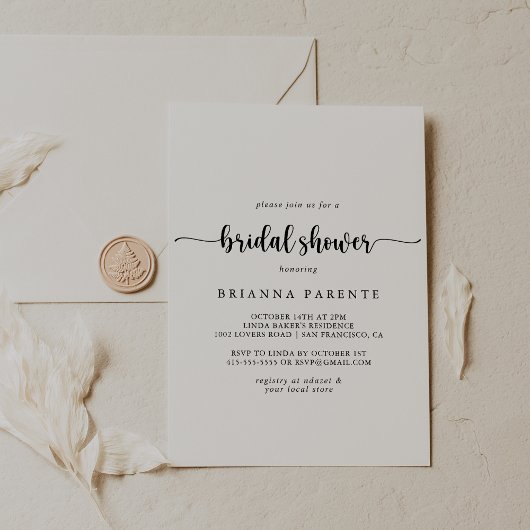 Invitation de mariage minimaliste calligraphiée po