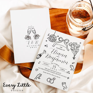 Invitation de mariage minimaliste dessinée à la ma