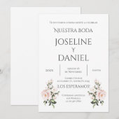 Invitation de mariage minimaliste en espagnol (Devant / Derrière)