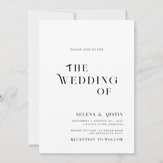 Invitation de mariage minimaliste et chic (Devant)