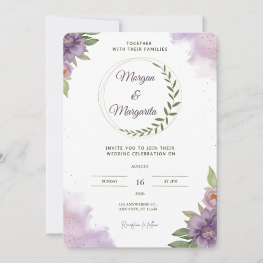 Invitation de mariage minimaliste et élégante (Devant)