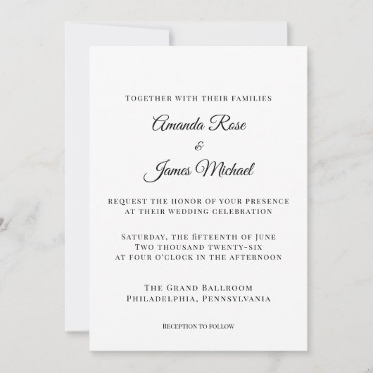 invitation de mariage minimaliste moderne (Devant)