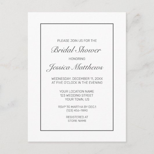 Invitation de mariage minimaliste moderne blanc (Devant)