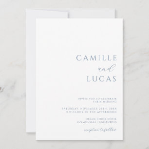 Invitation de mariage minimaliste moderne bleu pou