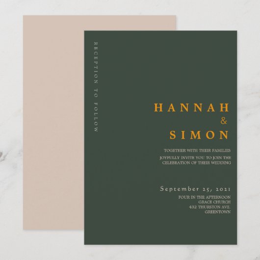 Invitation de mariage minimaliste moderne d'automn (Devant / Derrière)