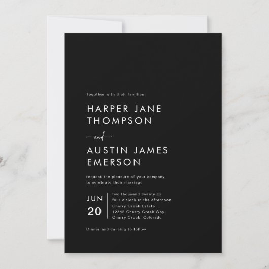 Invitation de mariage minimaliste moderne simple (Devant)