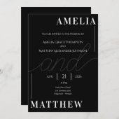 Invitation de Mariage minimaliste noir et blanc (Devant / Derrière)