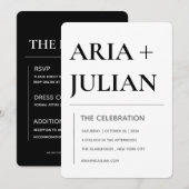 Invitation de mariage minimaliste noir et blanc mo (Devant / Derrière)