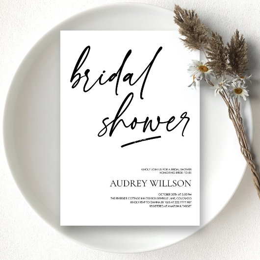 Invitation de mariage minimaliste noire