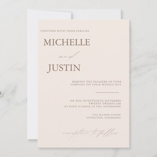 Invitation de mariage minimaliste simple moderne (Devant)
