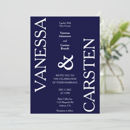 Invitation de mariage minimaliste tendance (Debout devant)