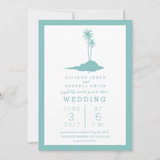 Invitation de mariage Modern Island Beach - Turquo (Devant)
