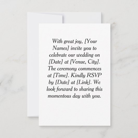 Invitation de mariage moderne (Dos)